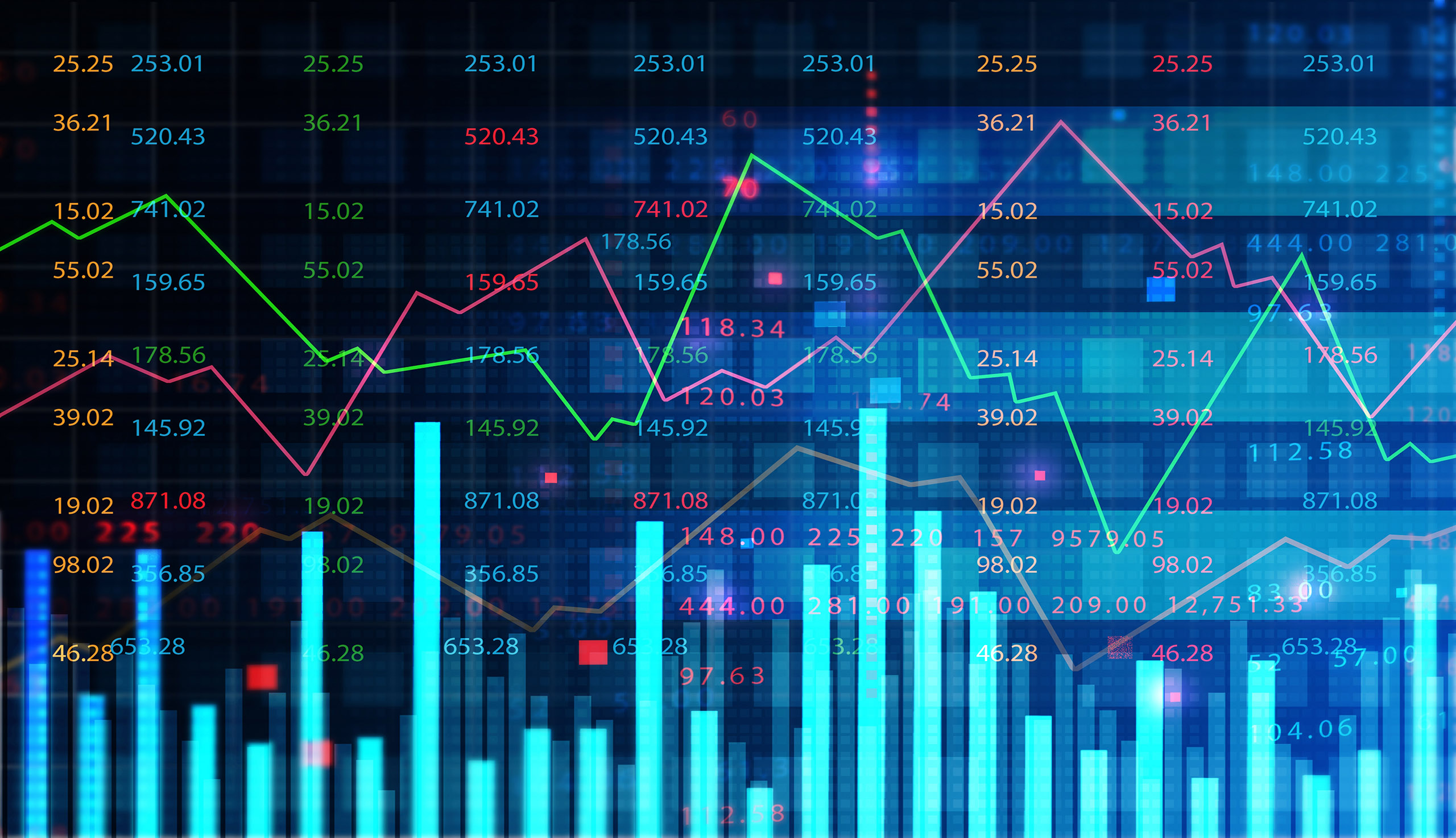 Stock,Market,Charts,With,Finance,Data.,3d,Illustration